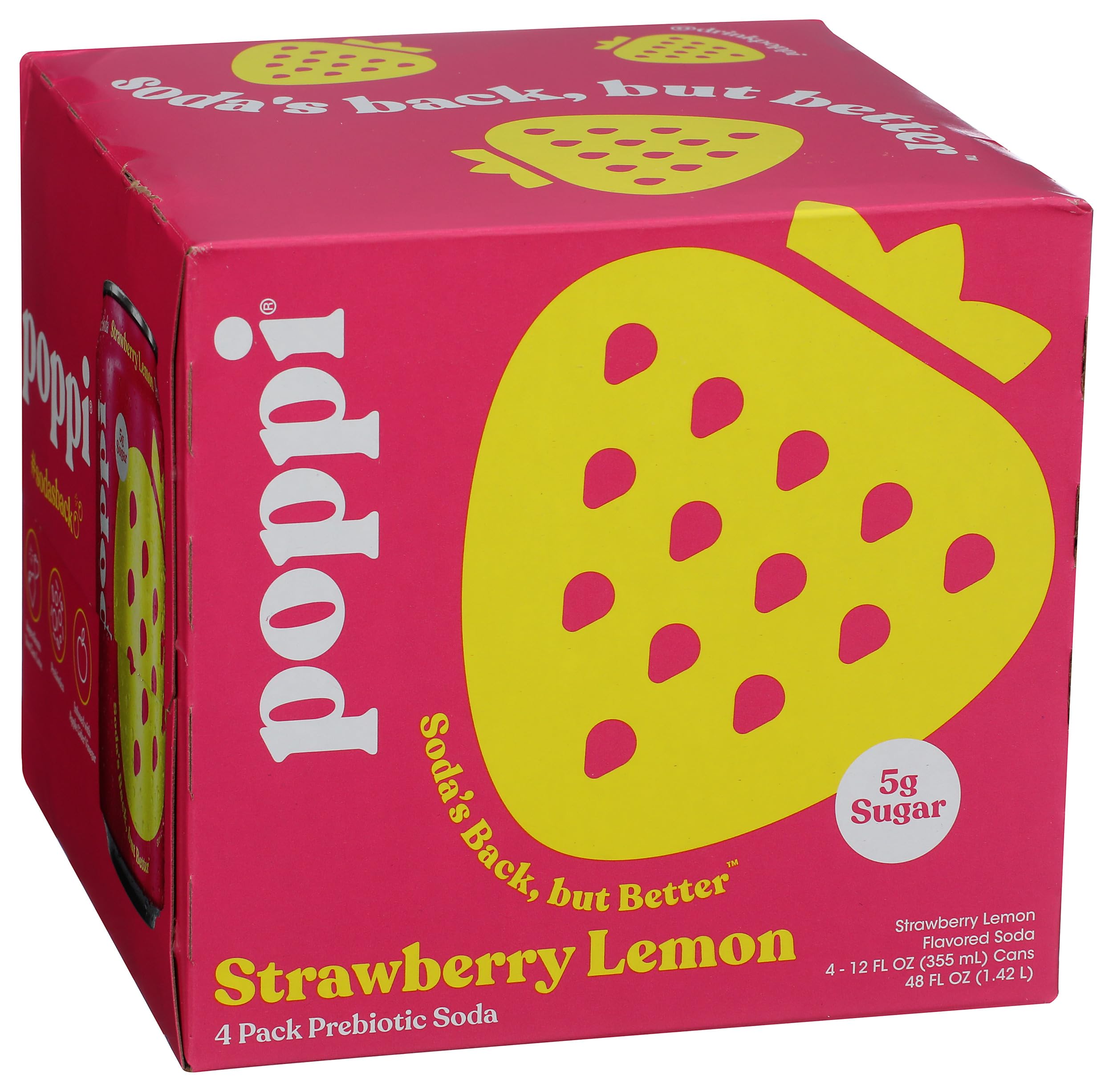 Amazon.com : Poppi Strawberry Lemon Prebiotic Soda 4 pack